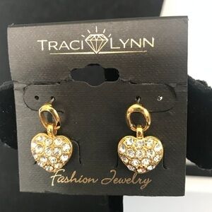 Traci Lynn Mini Hearts With Rhinestones Earrings